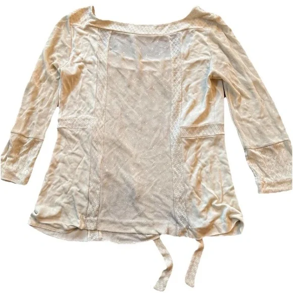 Sportmax Max Mara Vintage Y2K Pointelle Knit Cream Top tie blouse - Picture 3 of 10